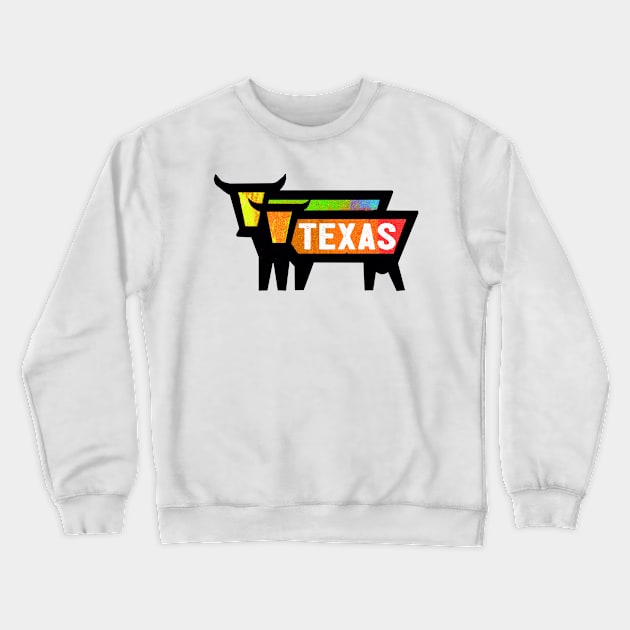 Texas Travel Vintage Cows Bulls Dallas Houston San Antonio Laredo Fort Worth Austin Crewneck Sweatshirt by TravelTime